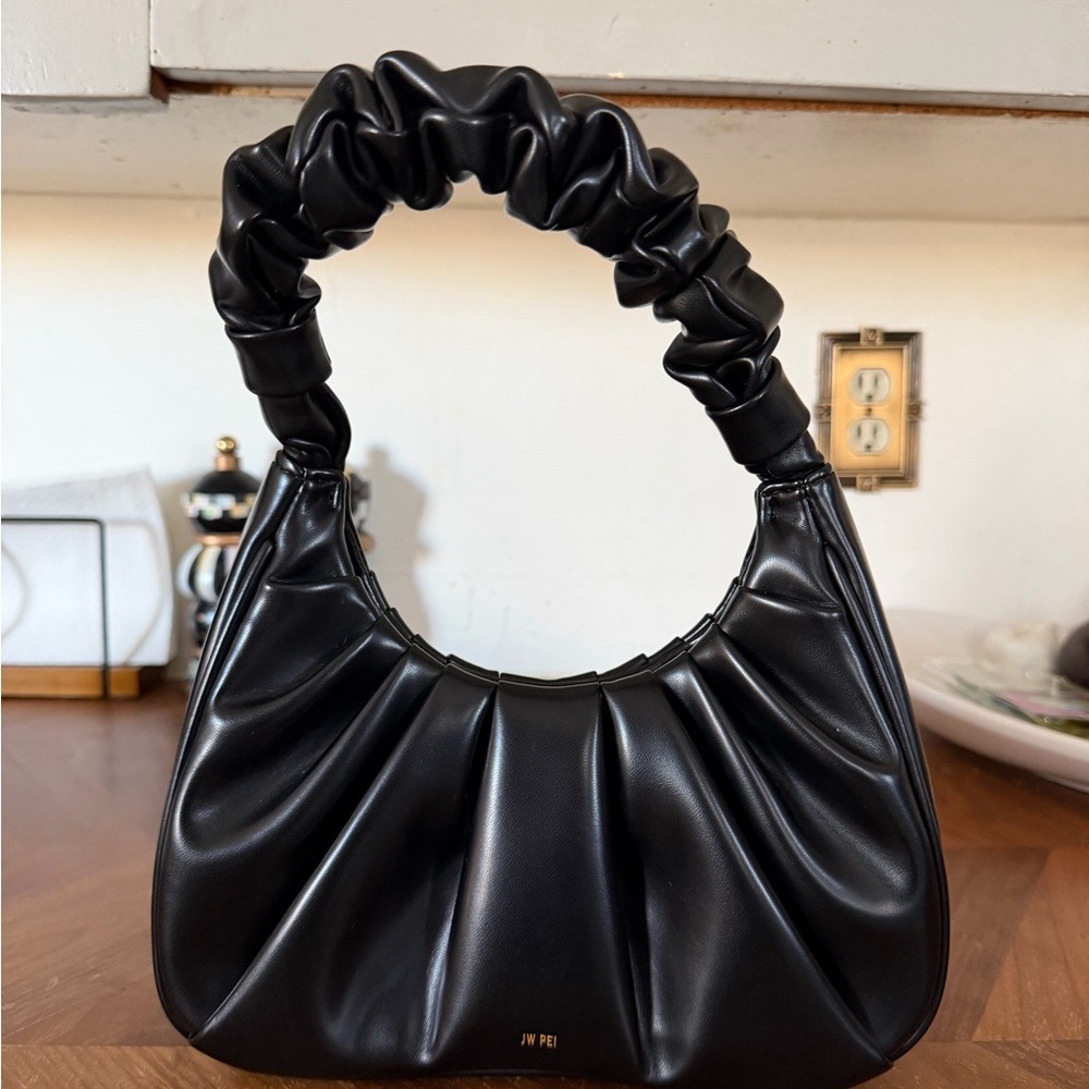 JW PEI Black Ruched Handle Shoulder Bag
